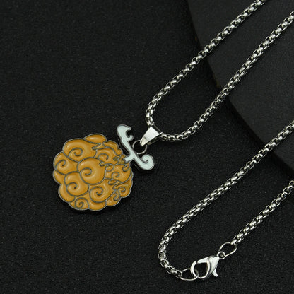 Anime Necklace for Women Men Metal Necklaces Ace Law Cursed Devil Fruit Jewelry Pendant Chains Choker Collares
