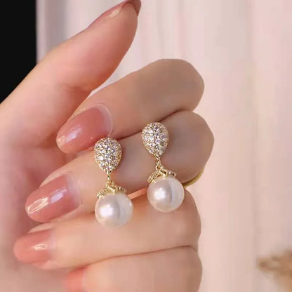 Elegant Lady's Pearl Pendant Earrings Korean Fashion Jewelry Party Student Girl's Simple Accessories Wedding Earrings For Woman