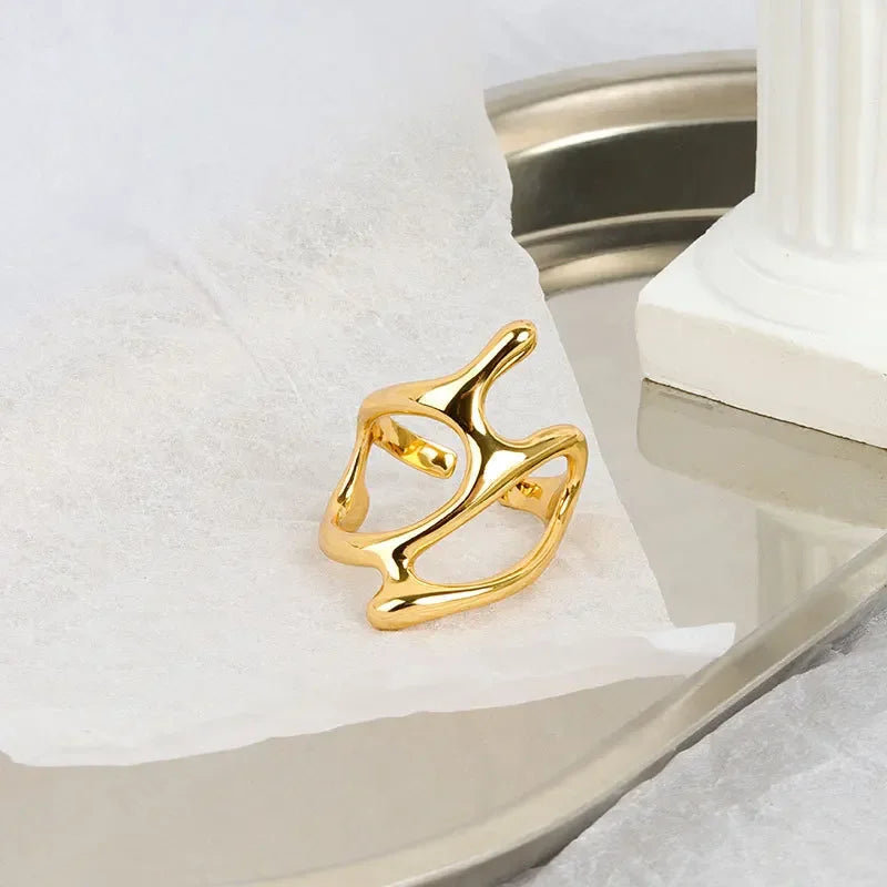 LATS New Fashion Designer Gold Silver Colour Water Drop Ring Woman Europe America Luxury Jewelry 2024 Trendy Accessories Gift