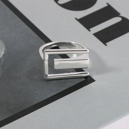 Irregular Elegant Women Cool Trendy Geometric Hollow Ring Rectangular Open Ring Finger Rings
