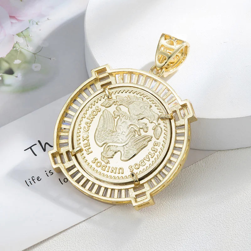 Pendants Catholic  virgin guadalupe  14K Gold Plated  50 Peso Medal Style  pendant for men  gift accessories Religious Pendants