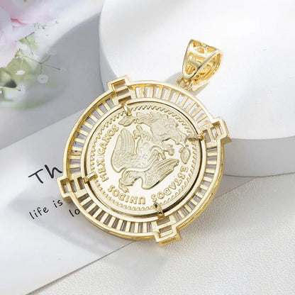 Pendants Catholic  virgin guadalupe  14K Gold Plated  50 Peso Medal Style  pendant for men  gift accessories Religious Pendants