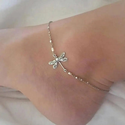 Anklet Jewelry Fashion Dragonfly Anklet With Pearl Dragonfly Simple Bracelet Ankle Pearl and American Lady European Beach D8S9