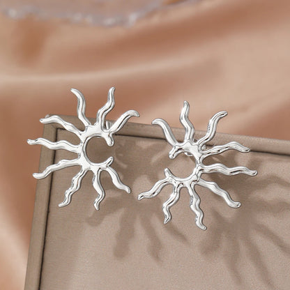 Stainless Steel Earrings Beautifully Unique and Individual Designs Blazing Sun Sculpted Earrings For Women Jewelry Daily Wear