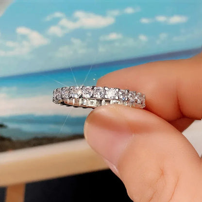 New Trendy Thin Finger Rings Silver Color Band with Shiny Cubic Zirconia Simple Stylish Daily Wear Accessories for Women