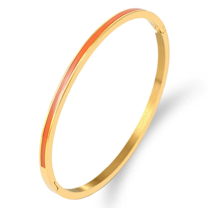 Zalman Colorful Enamel Bangles Women Gold Color Stainless Steel Simple Romantic Bracelet Never Fade Wholesale 2023