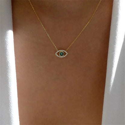 Fashion Evil Eye Necklace For Women Minimalist Classic Turkish Blue Eyes Pendant Choker Fatima Hand Clavicle Chain Lucky Jewelry