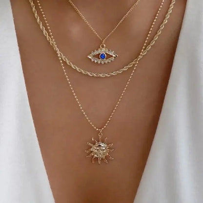 Fashion Evil Eye Necklace For Women Minimalist Classic Turkish Blue Eyes Pendant Choker Fatima Hand Clavicle Chain Lucky Jewelry