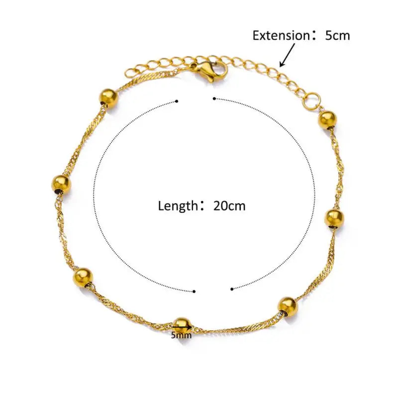 Anklets for Women Stainless Steel Stone Beaded Chain Anklet Summer Beach Accessories Boho Leg Bracelets Jewelry Tobilleras Mujer