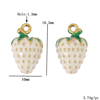 3pcs/lot Stainless Steel Enamel Strawberry Charms Pendants for DIY Jewelry Necklace Earrings Bracelets Making Accessories