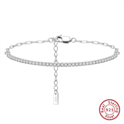 ORSA JEWELS 14K Gold Plated Paperclip Chains Tennis Bracelet For Women 925 Sterling Silver Handmade Bracelets Jewelry SB141
