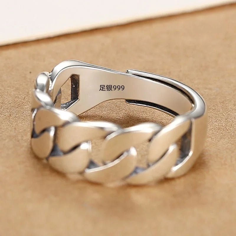 925 Sterling Silver Rings for Women Couple Minimalist Handmade Simple BIg Ring Party Jewelry Gift Prevent Allergy