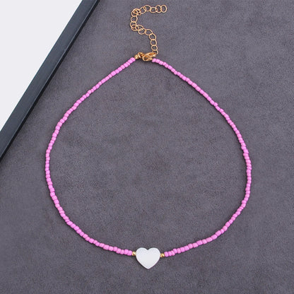 LATS Colorful Seed Beads Choker Nekklace for Women Girl New Love Heart Design Collar Fashion Jewelry Wholesale Dropshipping