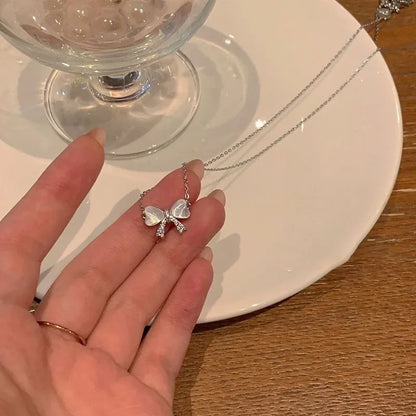 Romantic Lovely White Bowknot Rings Female Girls Exquisite Jewelry Ring with Shiny Bow Tie Zircon for Party Dating Lovers Gifts