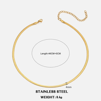 Hot Classic Unisex Flat Snake Chain Choker Necklace For Women Stainless Steel Herringbone Gold Silver Color Fashion Jewelry Gift