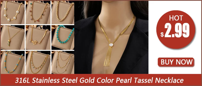 DIEYURO 316L Stainless Steel 3in1 Crossover Snake Chain Necklace Bracelets For Women Girl New Fashion Waterproof Jewelry Set