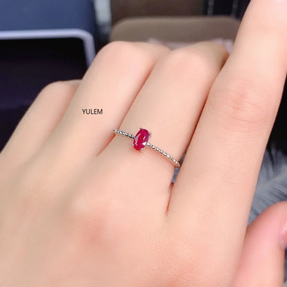 Natural Ruby Ring, 925 Sterling Silver, Simple and Exquisite Style, Recommended By The Owner, Authentic Color