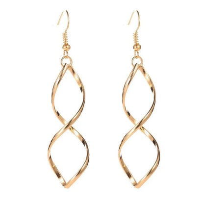 Brincos de gota com borla curva espiral personalizados para mulheres, brincos de pino da moda coreana, acessórios de joias, presentes bonitos