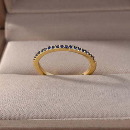 Mini Zircon Green Rings For Women Stainless Steel Gold Color Adjustable Finger Ring Engagement Wedding Christmas Jewelry Gift