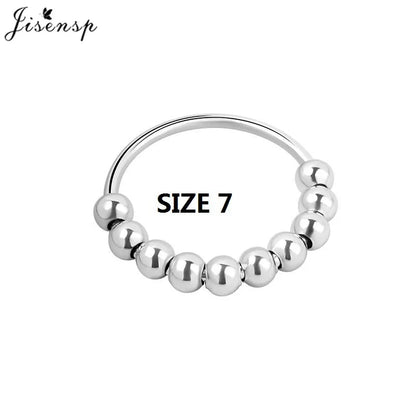 Simple Metal Beads Fidget Rotating Rings for Women Men Rotate Freely Anti Stress Anxiety Ring Spiral Round Ball Rotate Jewlery