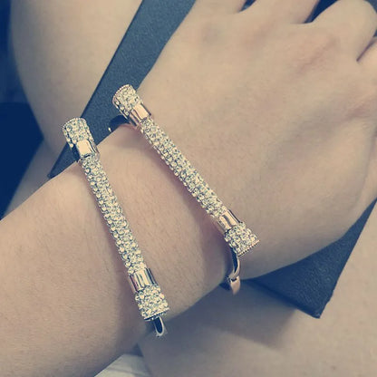 Famous  Luxury Full Crystal  Cuff Bracelets Bangle  For Women Rhinestones   Arm  Jewelry