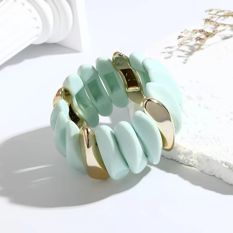 Wedding Wide Bracelet for Girls Charm Resin Bracelets Bangles For Women Luxury High Quality Fashion Jewelry Elastic Party Gifts