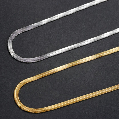 Gold Color Stainless Steel Blade Snake Chain Necklace for Women Men Herringbone Choker Neck Chains 2024 Trend Jewelry Gift Hot