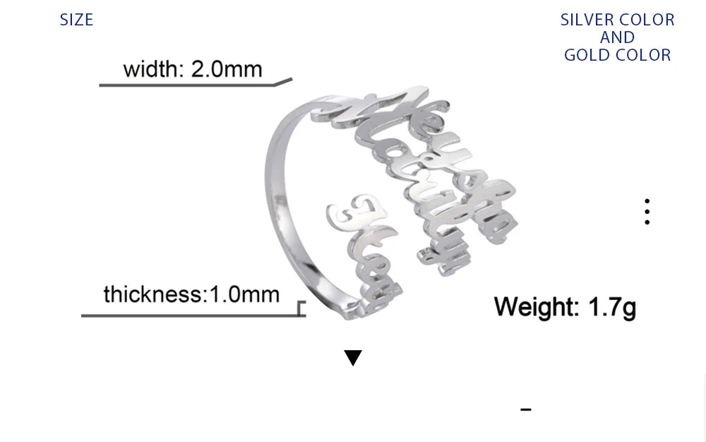 Custom Double First Name Finger Ring For Women Men Personalized Rings Couple Family Gift Gold Color Stainless Steel Jewelry
