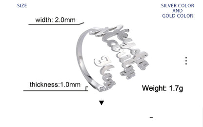 Custom Double First Name Finger Ring For Women Men Personalized Rings Couple Family Gift Gold Color Stainless Steel Jewelry