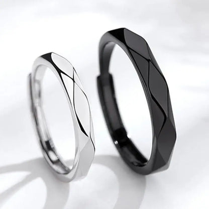 Fashion Black White Ring Geometric Irregularities Smooth Couple Adjustable Rings Simplicity Student Party Jewelry