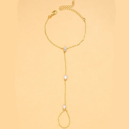 2025 Party Bohemia Rhombus Crystal Bracelet Hand Jewelry for Women Simple Thin Chain Finger Bracelet Jewelry Accessories Gift