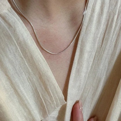 LATS New Stainless Steel Shiny Polish Snake Chain Choker Necklace for Women Men Fashion Jewelry