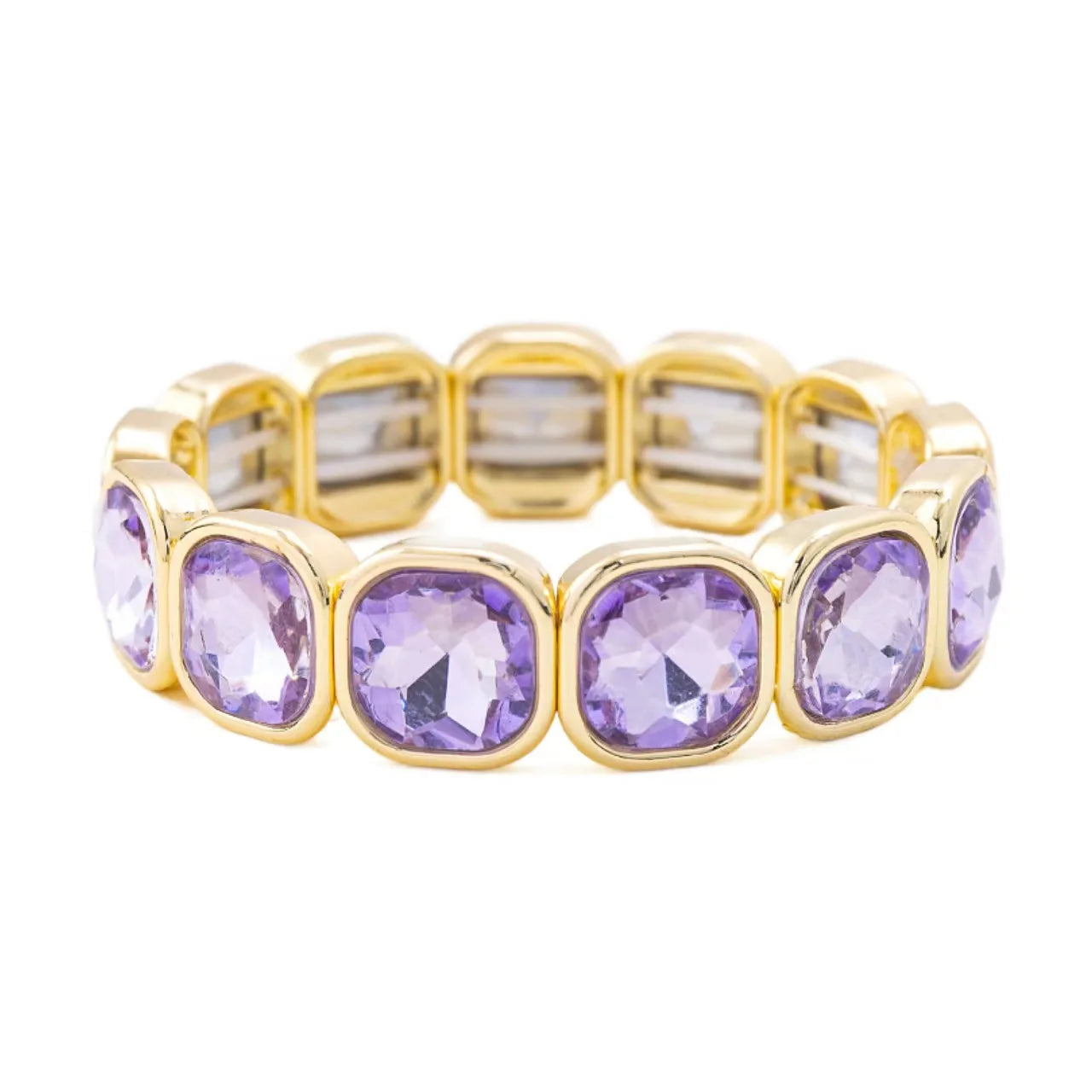 Boho Style Fashionable Light Luxury Square Beaded Inlaid Crystal Elastic Rope Bracelet Women's Jewelry