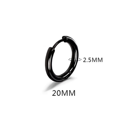 LATS 2024 New Simple Stainless Steel Small Hoop Earrings for Women Men 8mm To 20mm Round Cartilage Ear Piercing Fashion Jewelry
