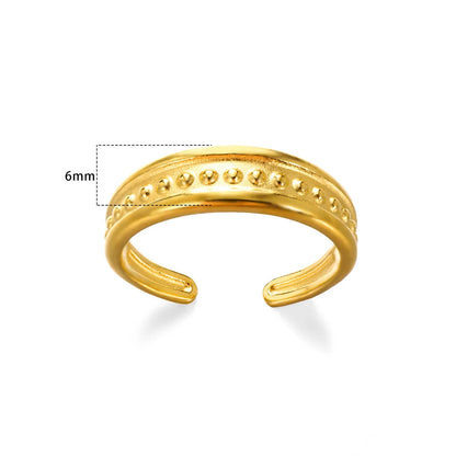 Stainless Steel Rings for Women Gold Color Couple Jewelry Aesthetic Accessorie Adjustable Punk Embossed Hollow Ring