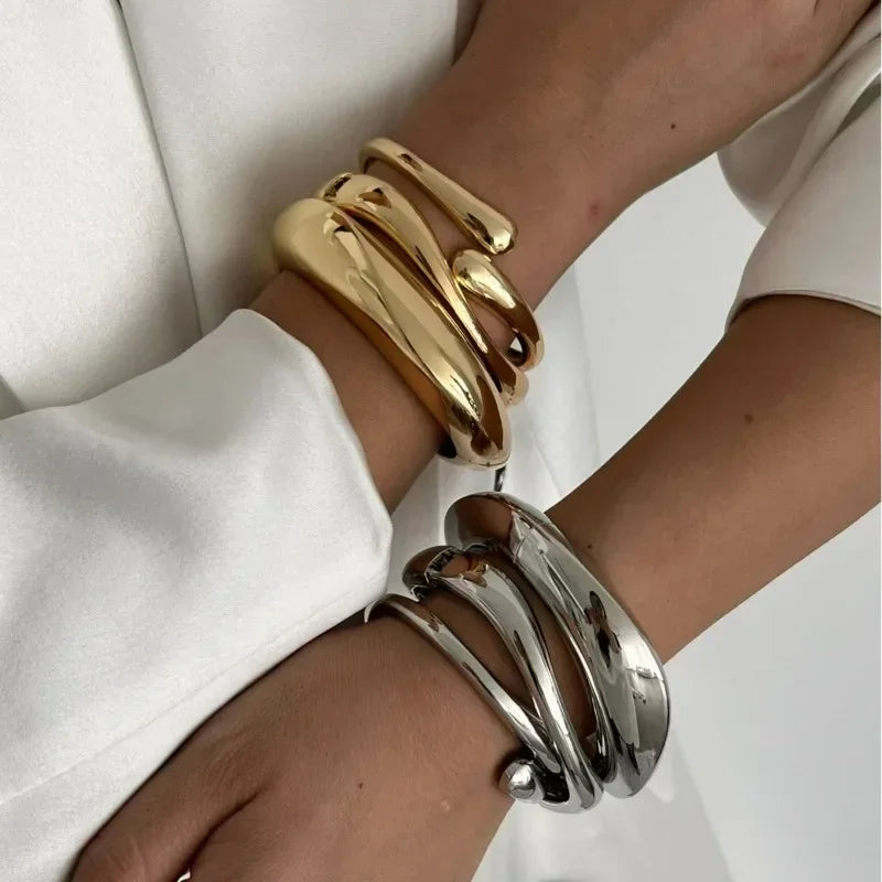 Bracelet for Women 2024 Design Sense Fashion Trend Metal Smooth Water Drop Hug Jewelry Pulseras Mujer Sterling Silver 925 Girl