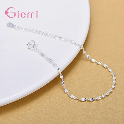 New Fashion 925 Sterling Silver Ankle Bracelet Elegant Twisted Weave Chain Anklets For Women Girl Jewelry Gift
