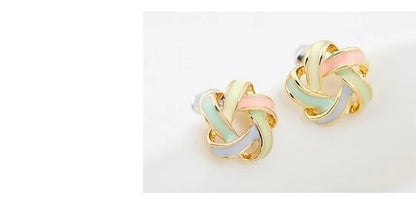 RAVIMOUR 2017 Enamel Pendientes Femme Fashion Gold Color Stud Earrings for Women Piercing Flower Brinco boucle d'oreille Bijoux