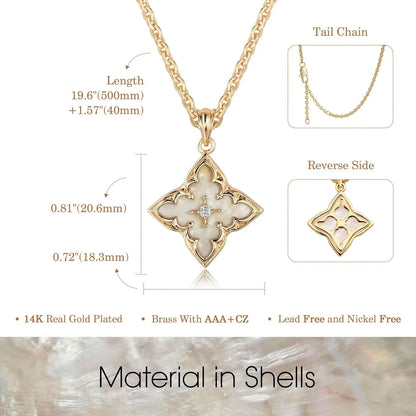 Clover Necklace for Women Dainty Gold Plated CZ Pendant Necklace Adjustable Chain Clover Pendant Necklaces for Women Jewelry
