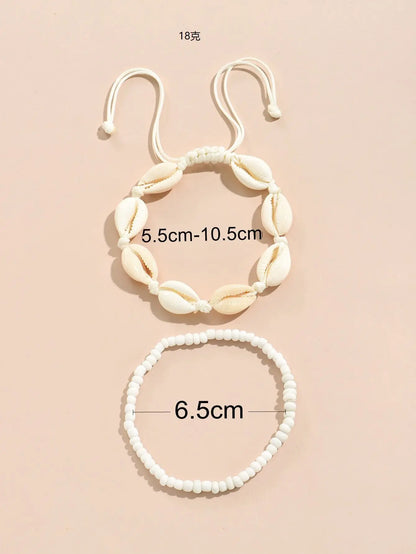 Shell Anklets For Women Foot Jewelry Summer Beach Barefoot Bracelets Ankle on Leg Chain Ankle Strap Accessories Bohemian Natural