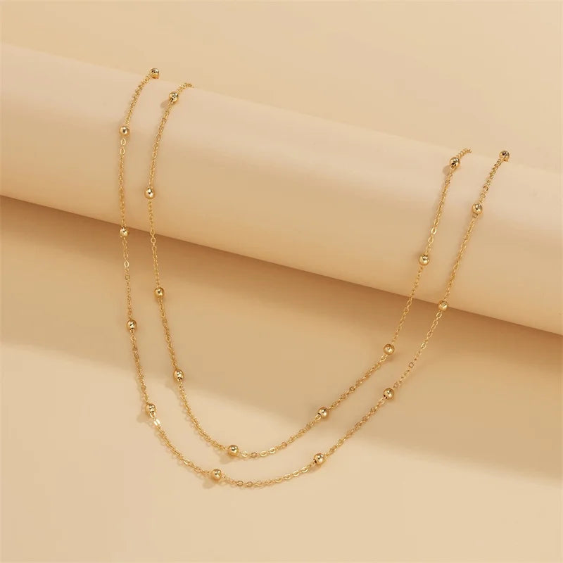 Popular Double Layered Long Tassel Y-Shaped Necklace for Women Simple Metal Collarbone Chain Summer Holiday Party Body Jewelry
