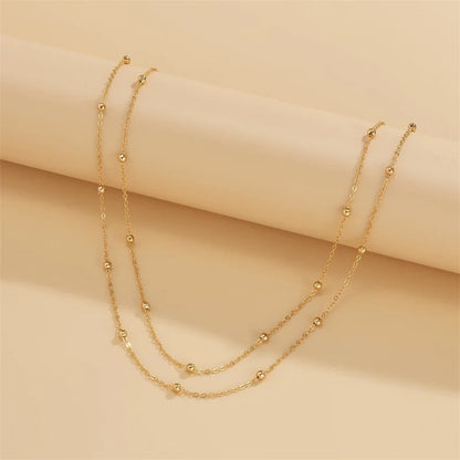 Popular Double Layered Long Tassel Y-Shaped Necklace for Women Simple Metal Collarbone Chain Summer Holiday Party Body Jewelry