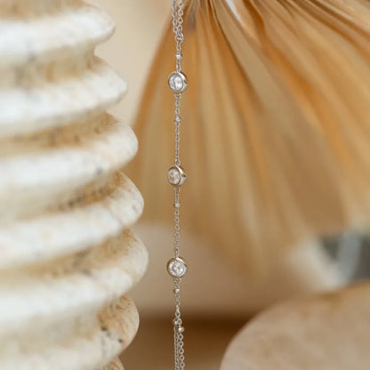 Crystal Hand Bracelets for Women Minimalist  Hand Chain Bracelet with Dainty Zircon Statement Summer Jewelry Gift for Her