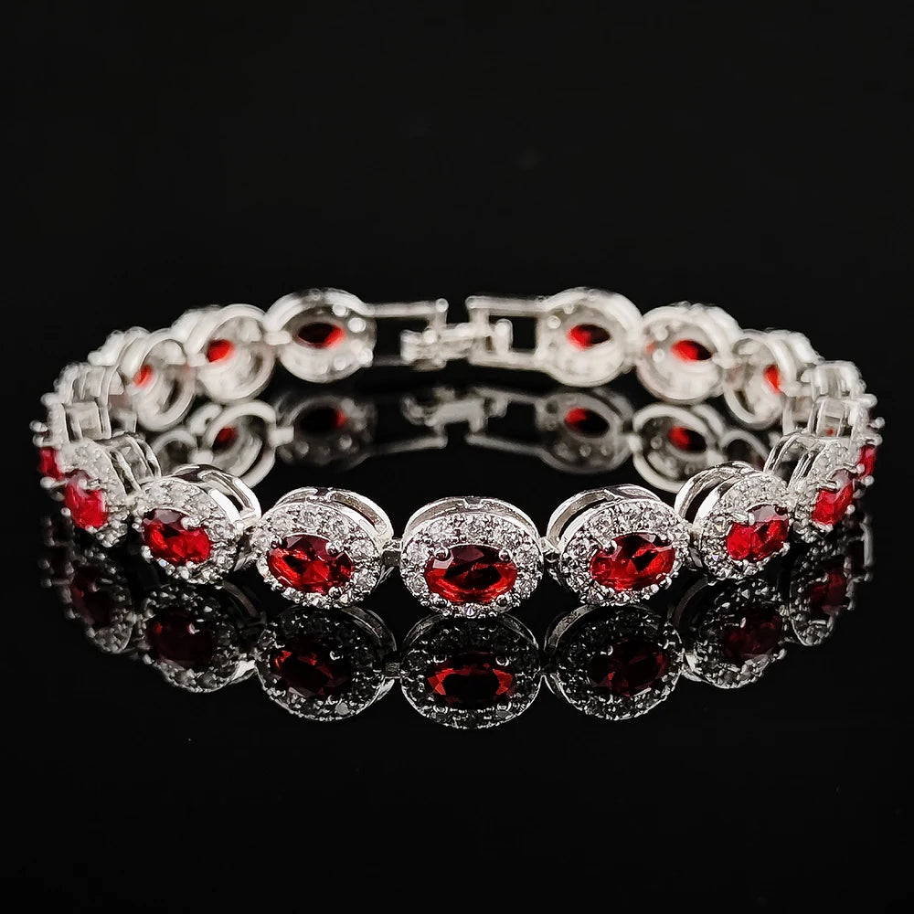 2024 New Luxury Blue Red Green Black Color Bracelet Bangle for Women Anniversary Gift Jewelry Wholesale S6923