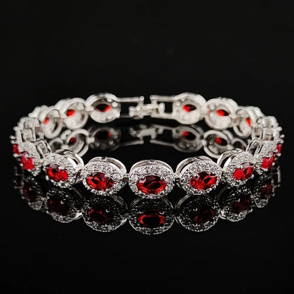 2024 New Luxury Blue Red Green Black Color Bracelet Bangle for Women Anniversary Gift Jewelry Wholesale S6923
