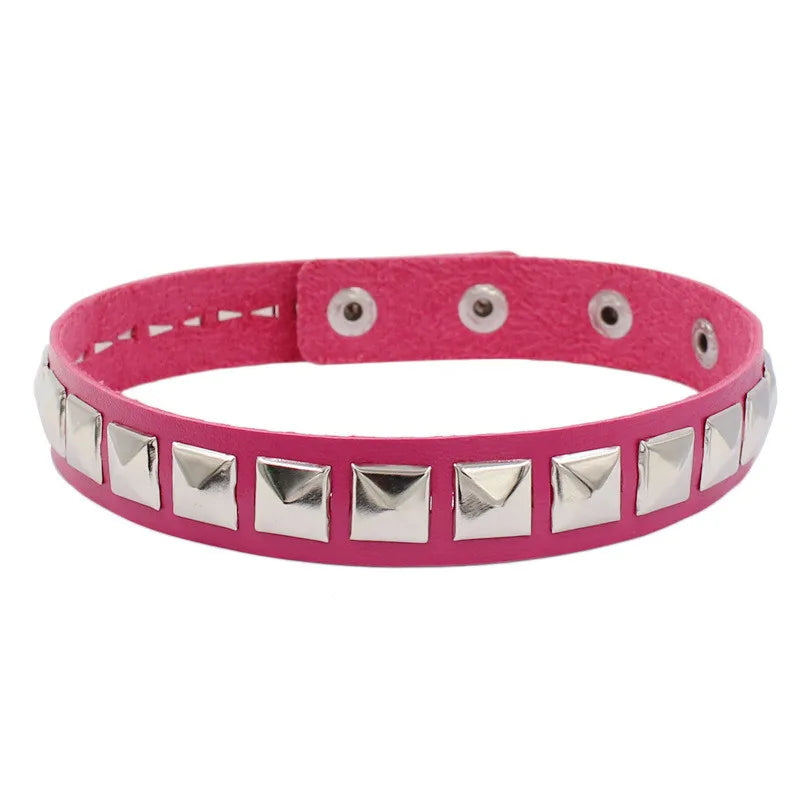 New Black Women Punk PU Leather Square Rivets Choker Collar Necklace Hip Hop Female Girls Party Jewelry 2022 Neck Accessories
