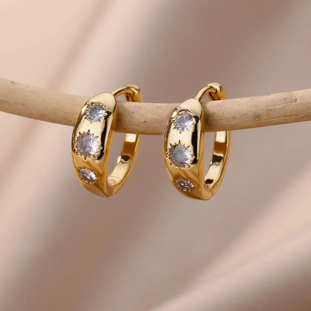 Zircon Star Earring For Women Girl Stainless Steel Hoop Piercing Earring y2k 2023 New Jewelry Accessories aretes free shipping