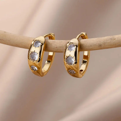 Zircon Star Earring For Women Girl Stainless Steel Hoop Piercing Earring y2k 2023 New Jewelry Accessories aretes free shipping