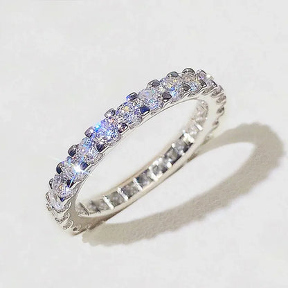 New Trendy Thin Finger Rings Silver Color Band with Shiny Cubic Zirconia Simple Stylish Daily Wear Accessories for Women