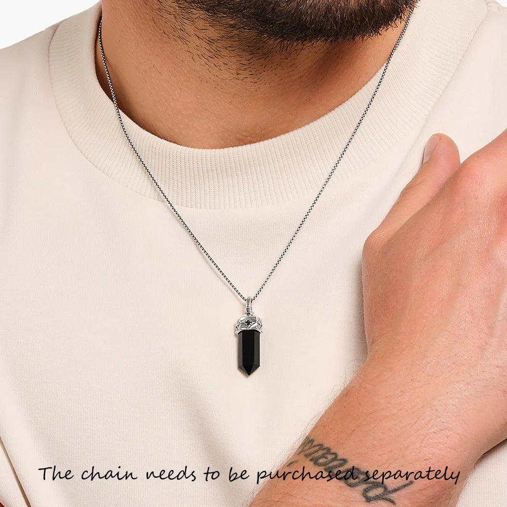 Pendants Black Onyx Pillar Brand New Jewelry Vitnage 925 Sterling Silver Lucky Gift For Women Men